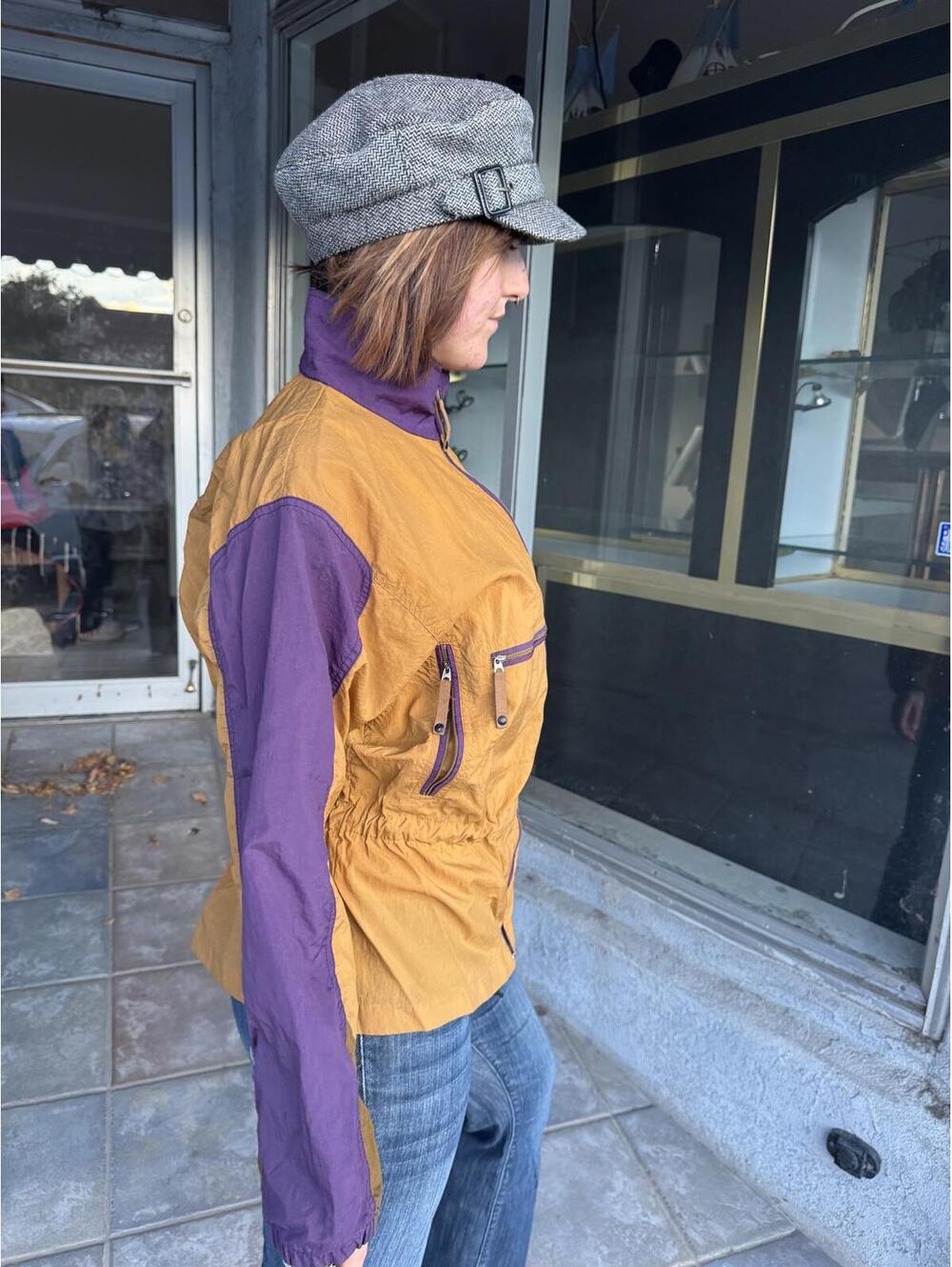 Vintage 90s Nike Style Colorblock Windbreaker Jacket Mustard Purple M - Picture 6 of 8